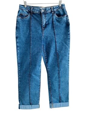 Charlie B Front Seam Cuffed Stretch Denim Jeans Size 12